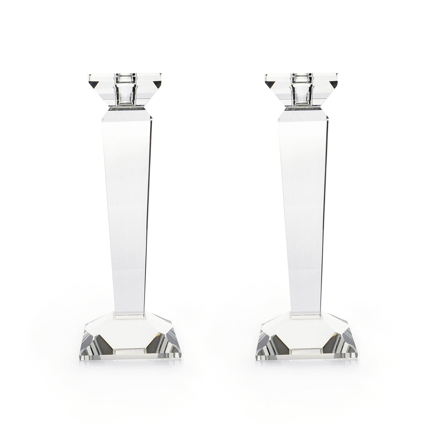 Pair of 11” Sleek Solid Crystal Candlesticks (Various Colors)