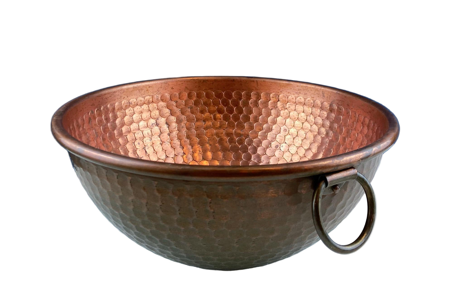 Vintage Hand-Pounded Copper Bowl with Handle – Modern Farmhouse Kitchen & Table Decor