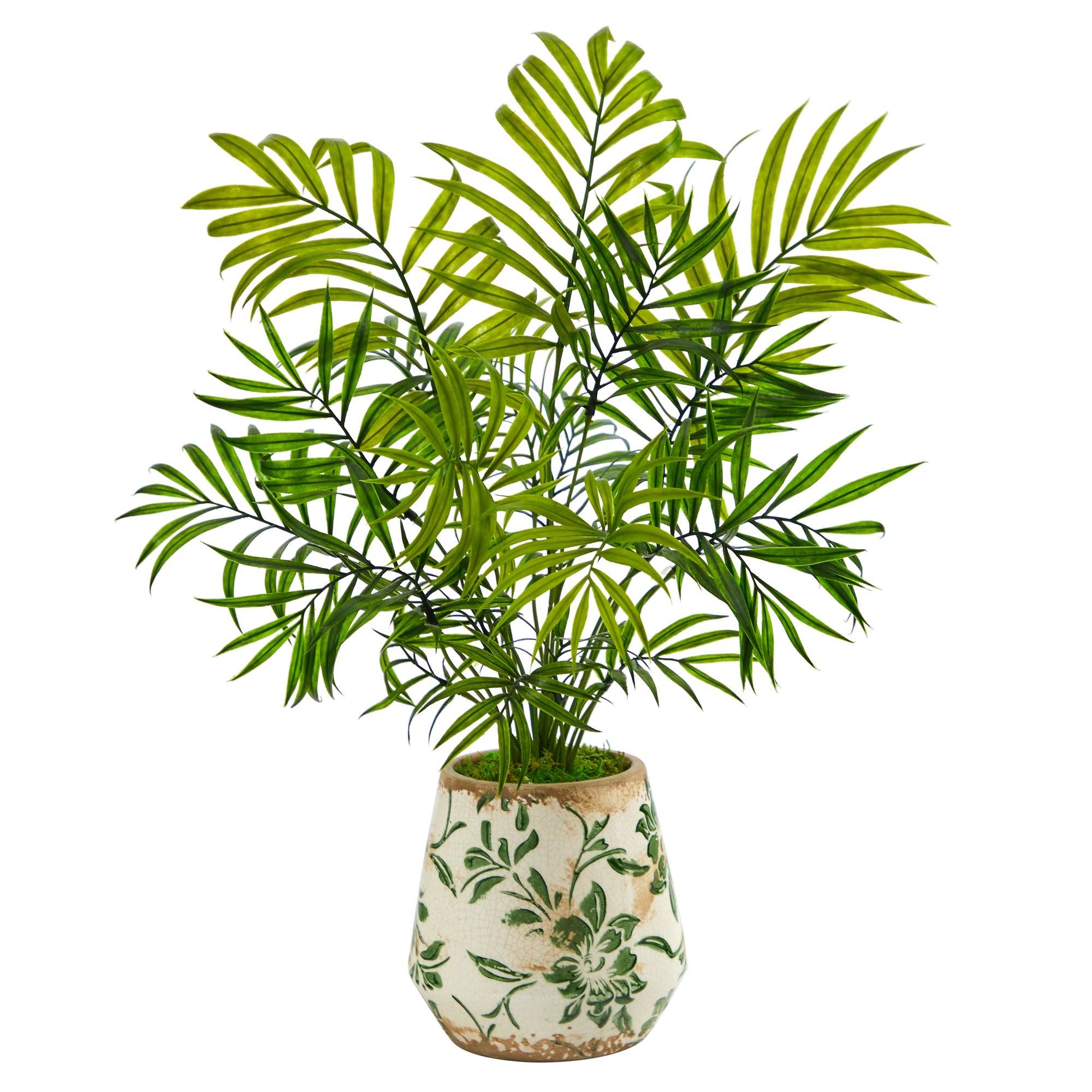 areca palm artificial Nearly Natural 18in. Mini Areca Palm Artificial Plant in Floral Vase