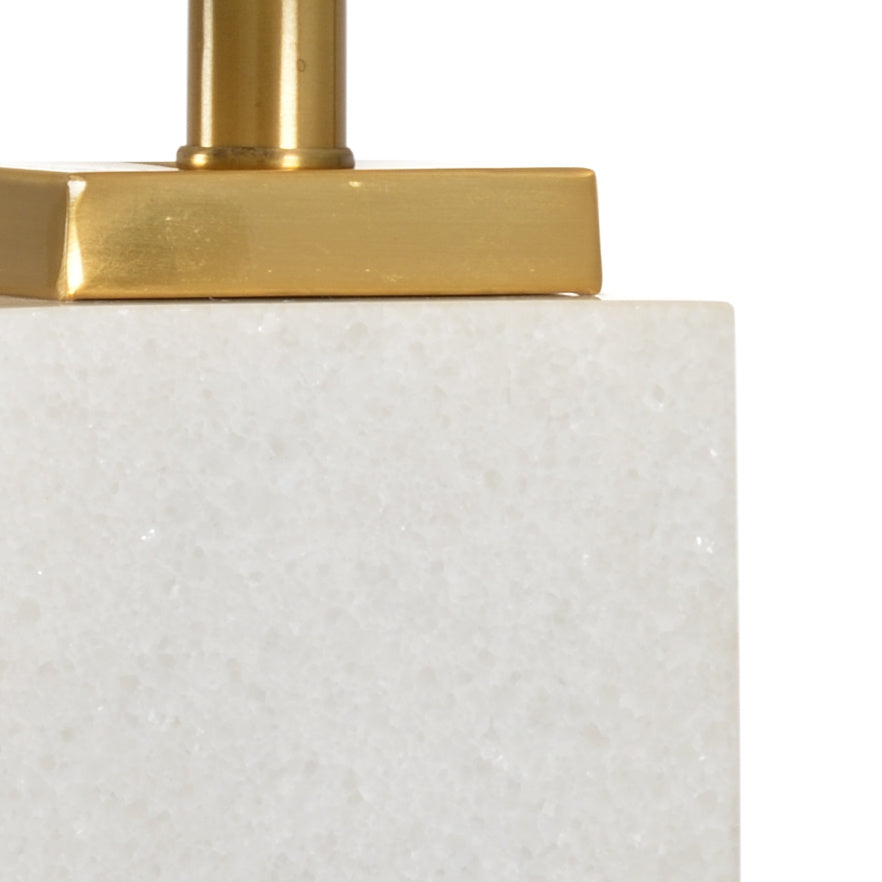 Rectangular Marble Lamp with Linen Shade