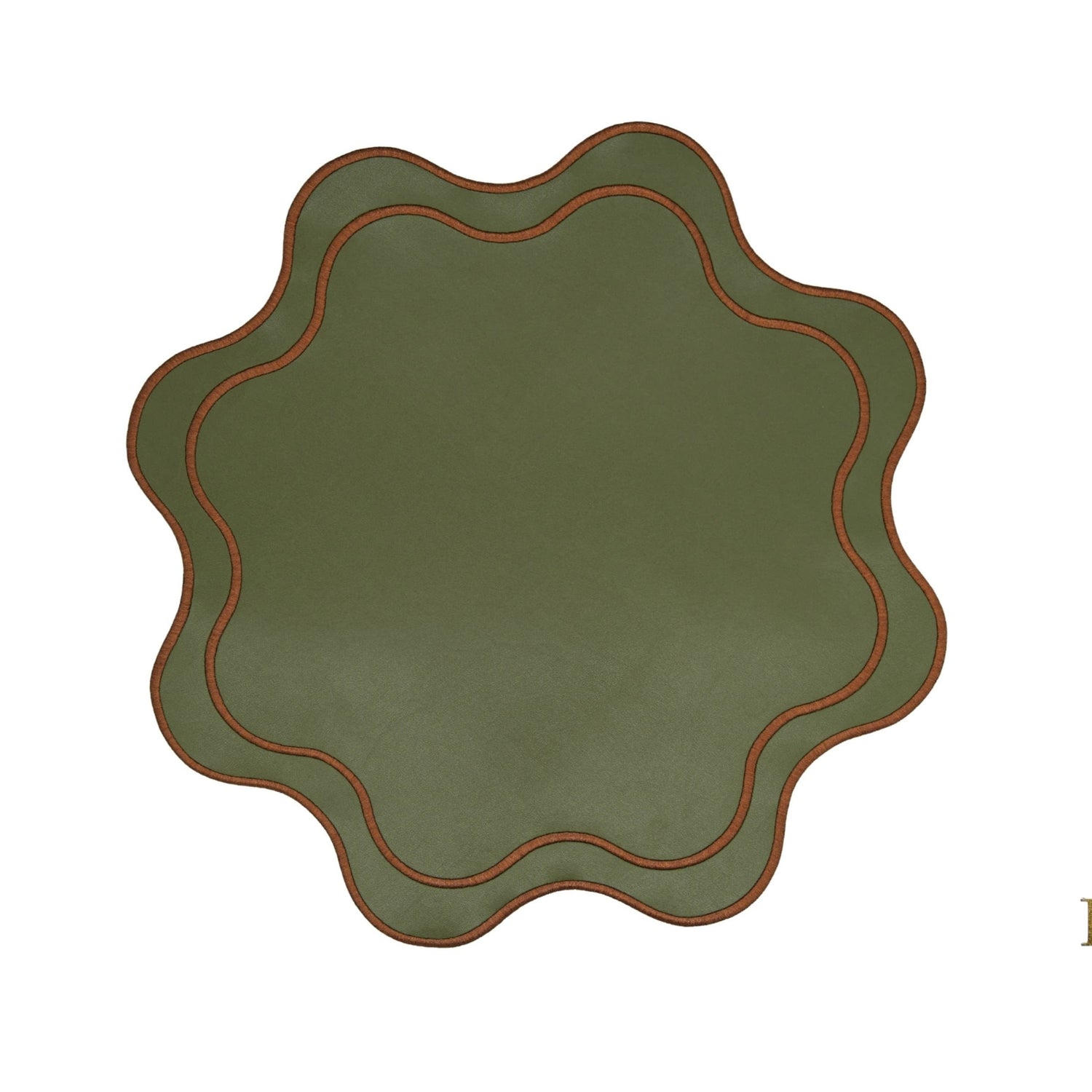 Haven Dark Green Wavy Edge Faux Leather Placemat