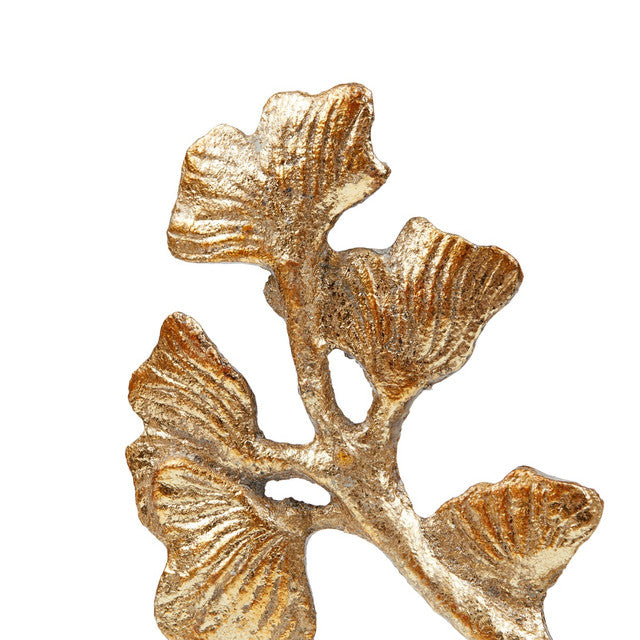 Gold Ginkgo Statue on Marble Base