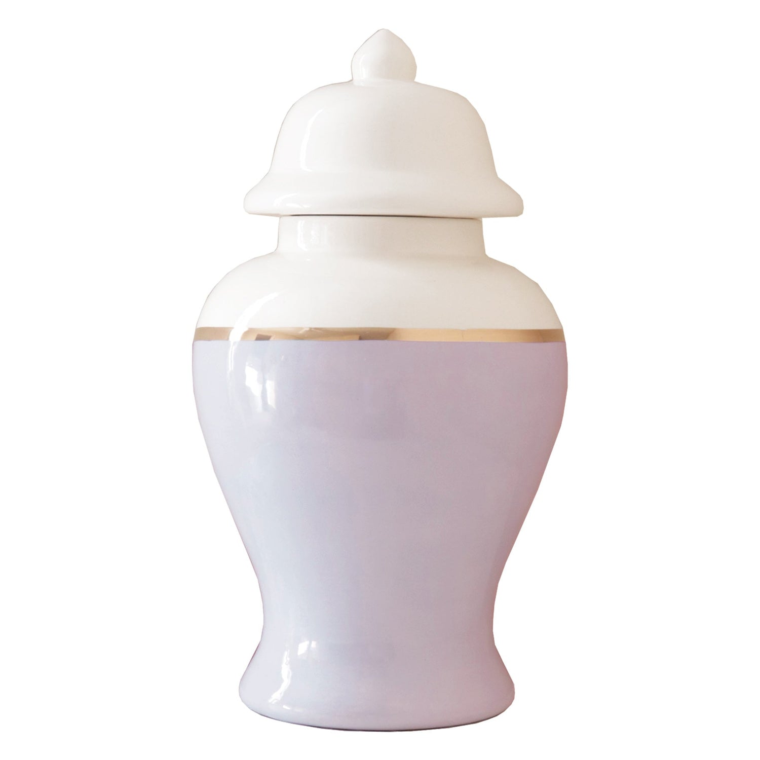Light Lavender Color Block Ginger Jar with Gold Accent (Various Sizes)
