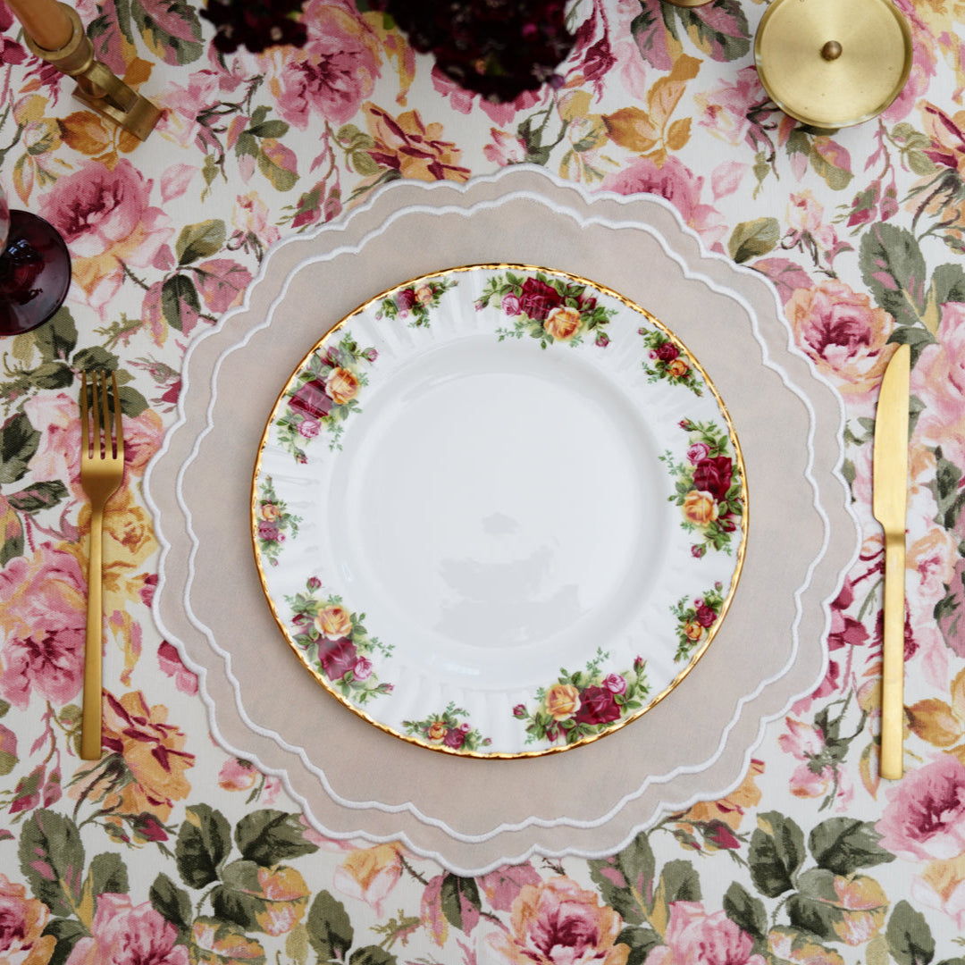 Gratitude Beige Round Fabric Placemat