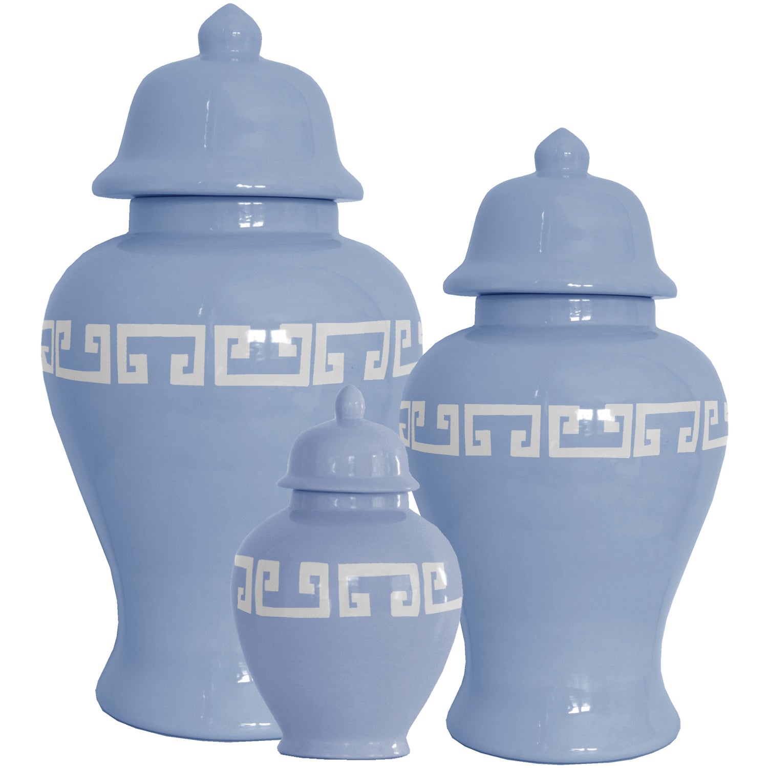 French Blue Greek Key Ginger Jars (Various Sizes)