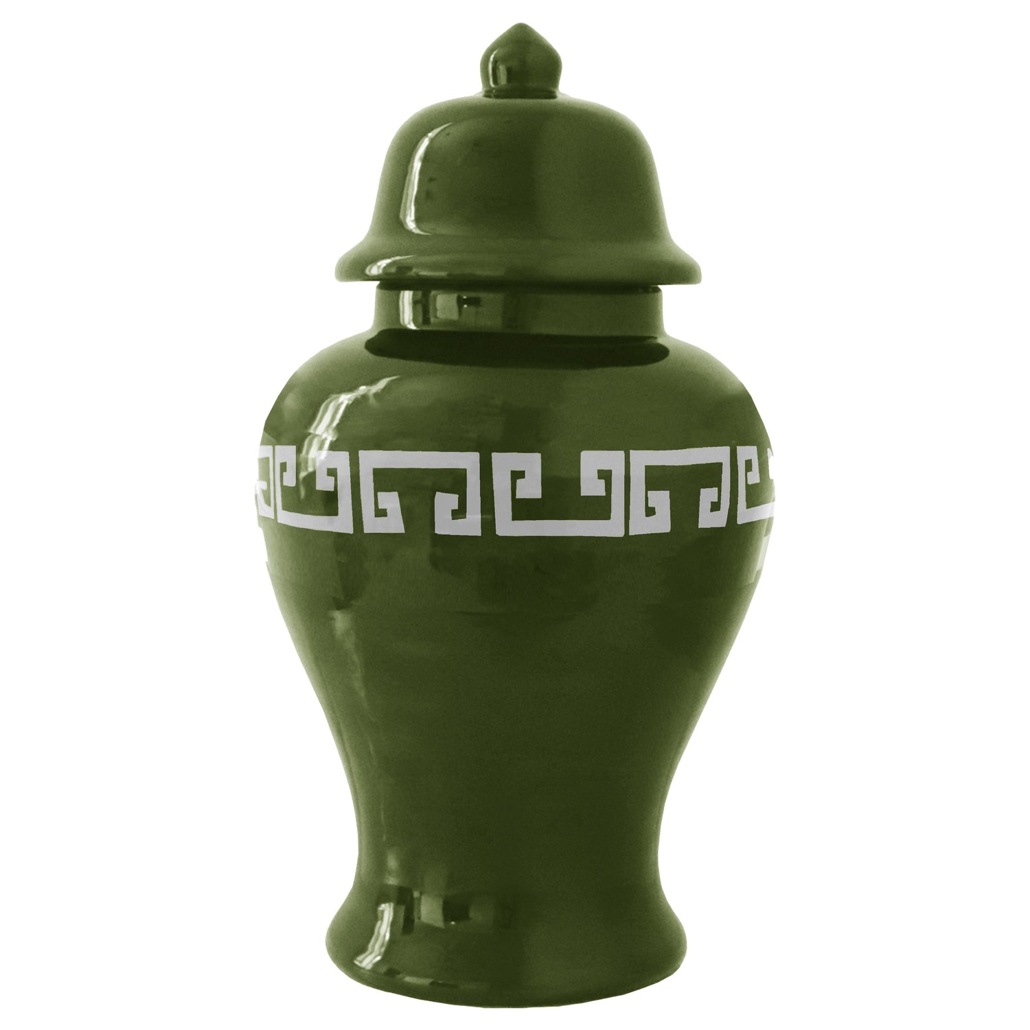 Moss Green Greek Key Ginger Jars (Various Sizes)