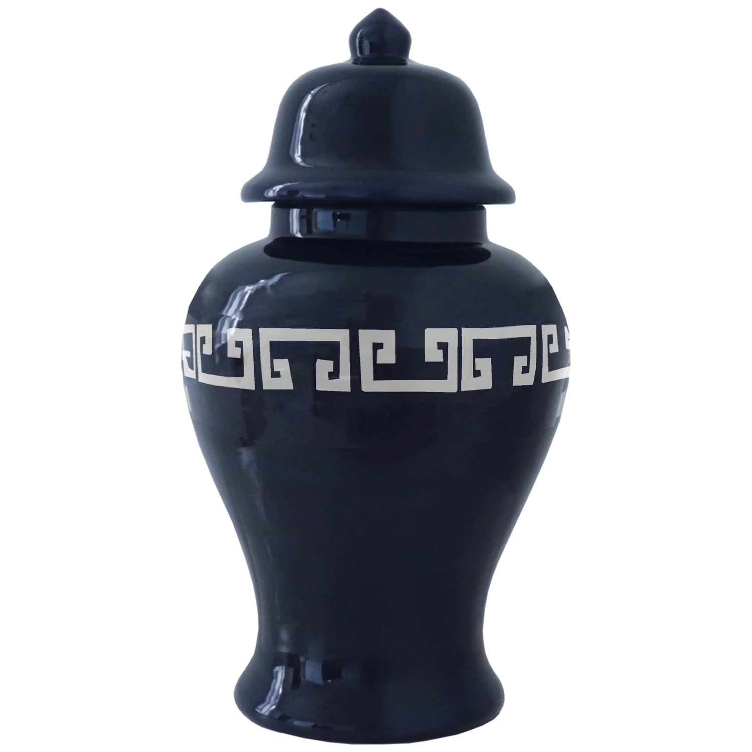 Navy Blue Greek Key Ginger Jars (Various Sizes)