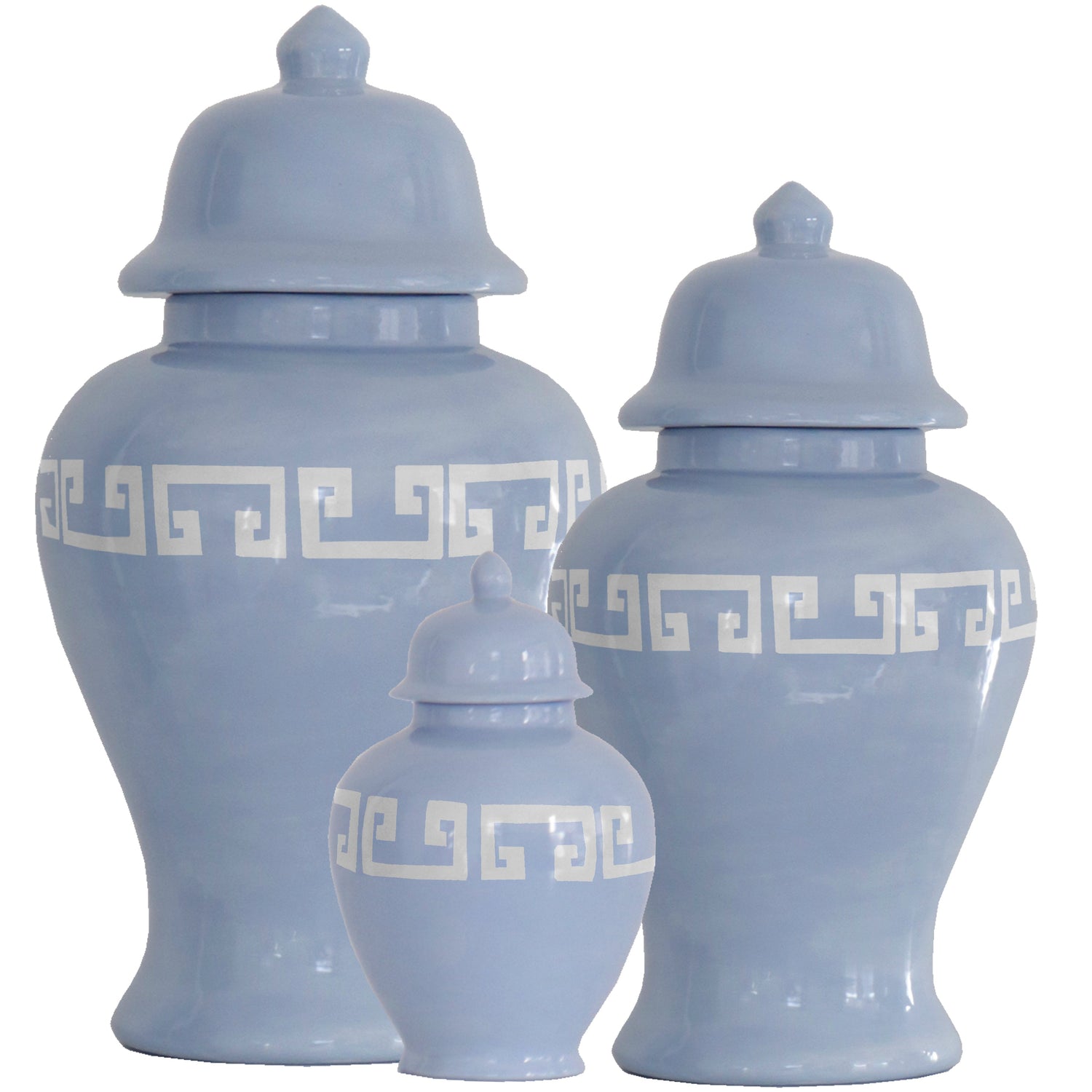 Serenity Blue Greek Key Ginger Jars (Various Sizes)