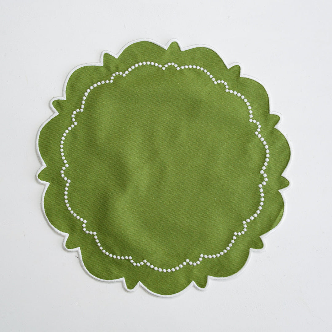 Harmony Green Round Fabric Placemat & Napkin Set