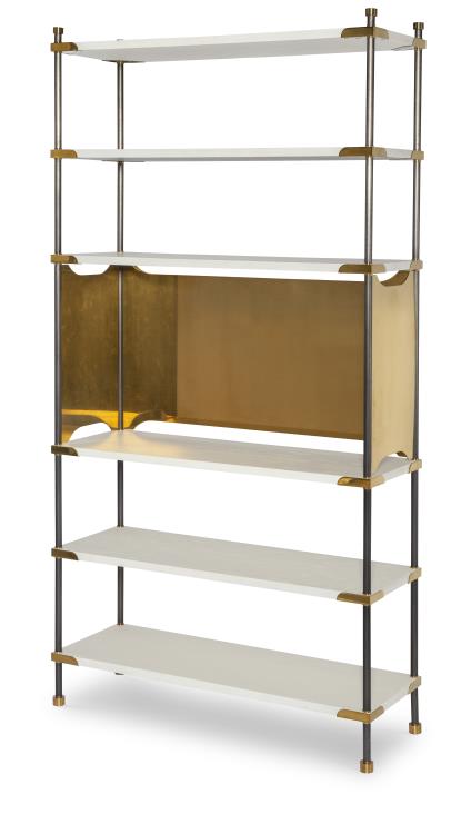 Alabaster Cerused Etagere with Brass Shelf Surround