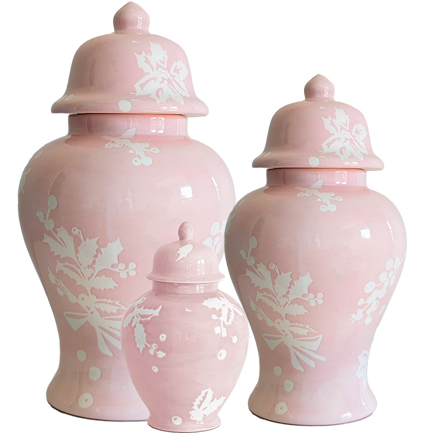 Deck the Halls Ginger Jars in Cherry Blossom Pink (Various Sizes)