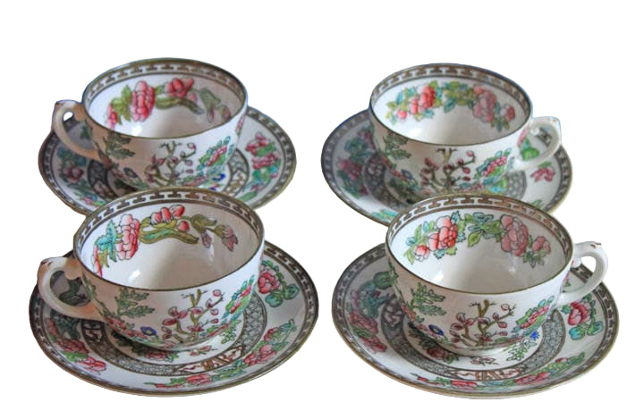 Vintage Coalport England Cups & Saucers – Set of 4 Fine Porcelain