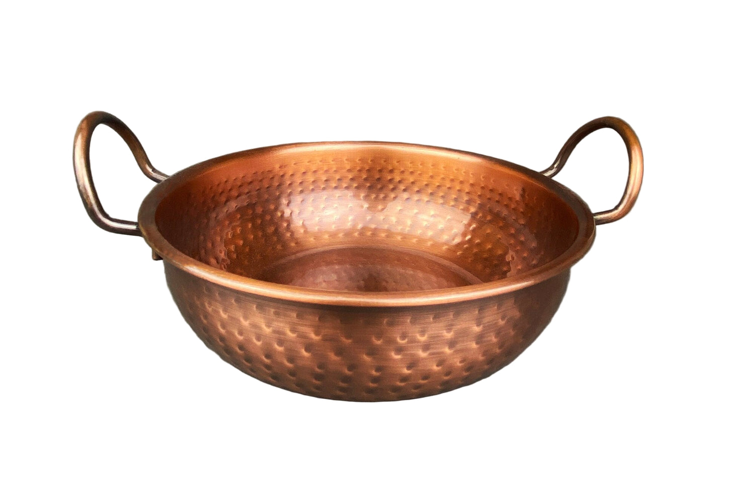 Vintage Hand-Hammered Copper Bowl with Handles – Rustic Serving Dish