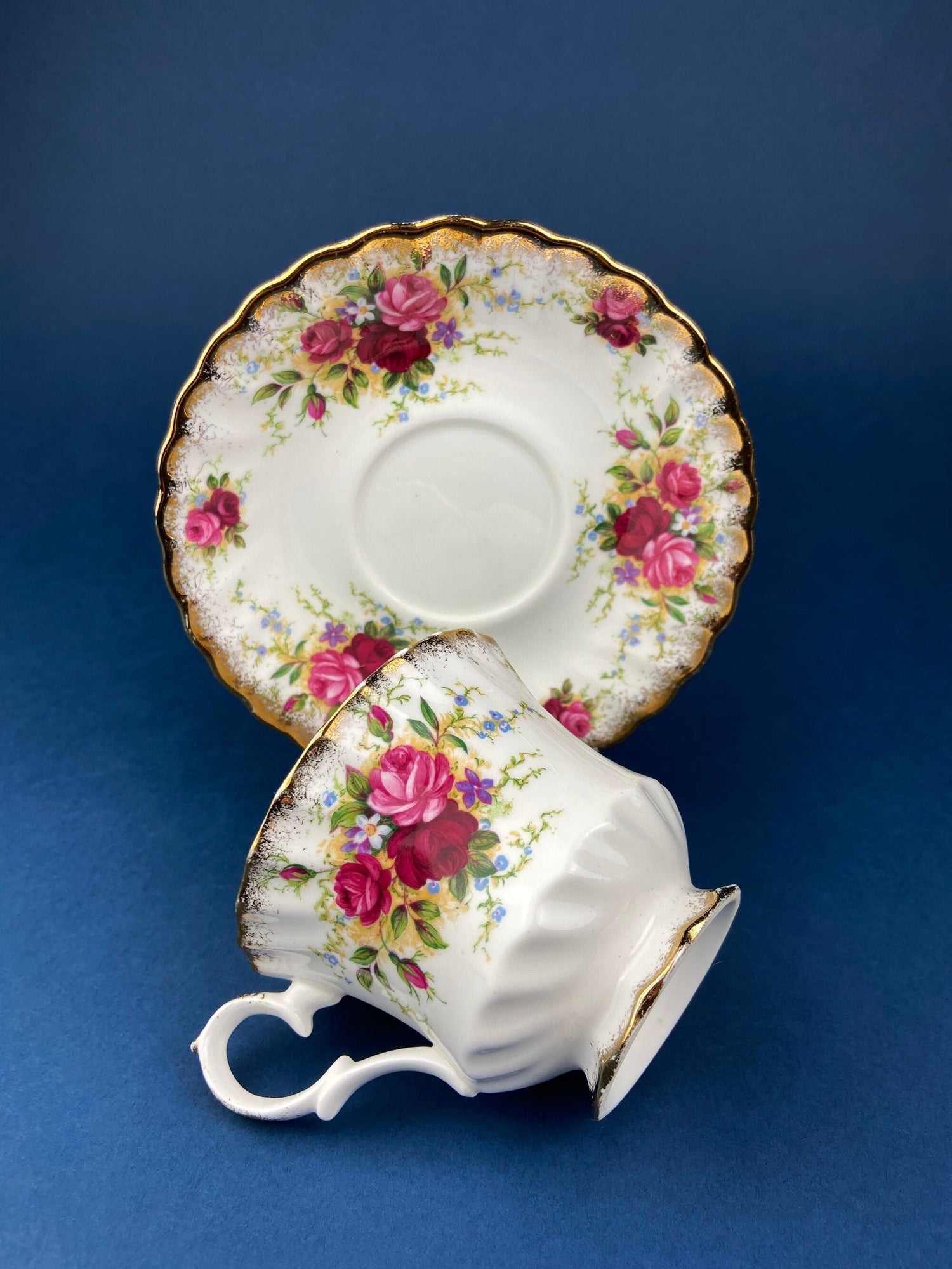 Vintage Queen Anne Bone China Cup & Saucer – Summer Days Pattern