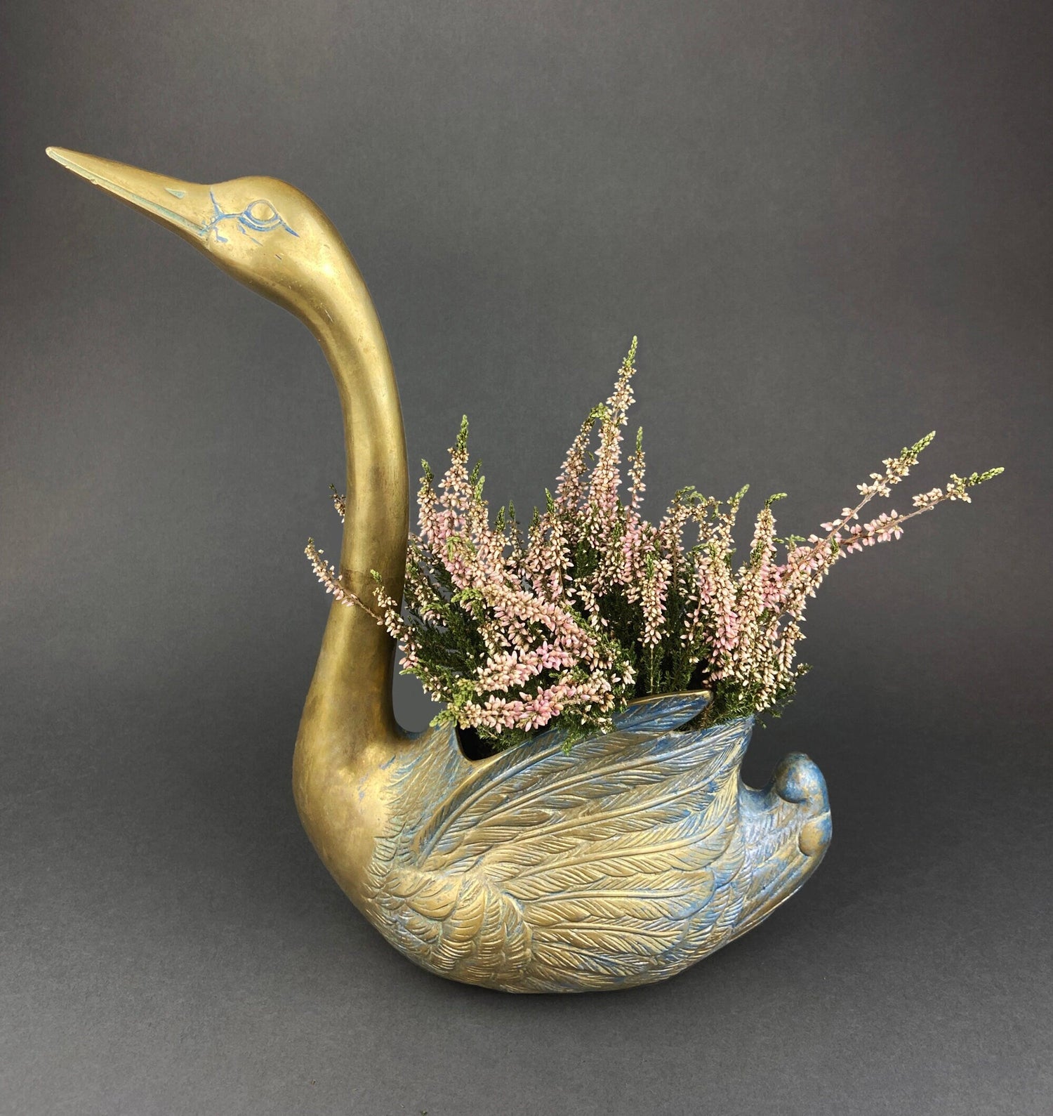 Brass Swan Planter Bird Shaped Herb Planter Greenhouse Decor