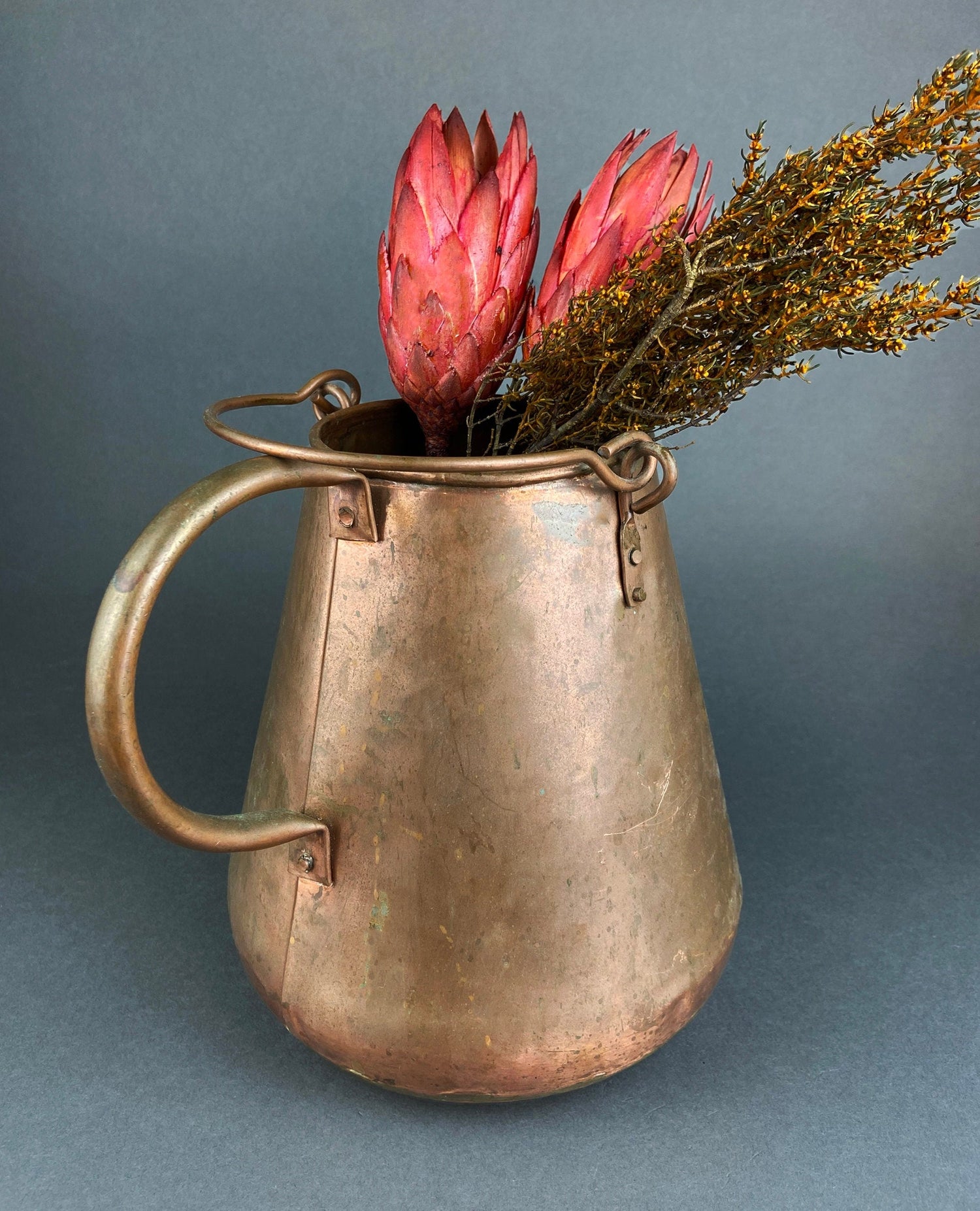 Vintage Hand-Hammered Copper Jug – Primitive Pitcher Vase and Rustic Collectible Decor