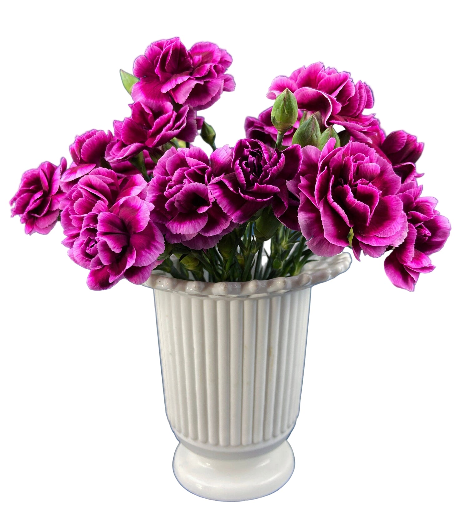 Vintage Atterbury Milk Glass Vase – Ribbed Planter with Lace Rim Pattern