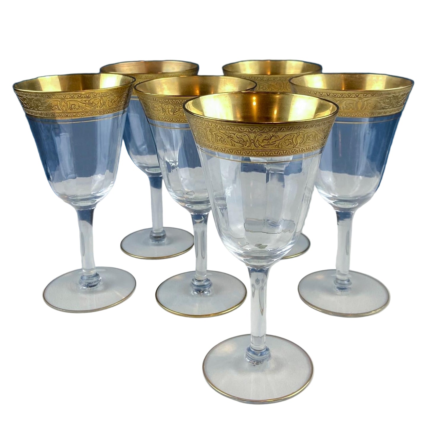 Antique Tiffin Franciscan Gold Rim Wine Goblets – Set of 6