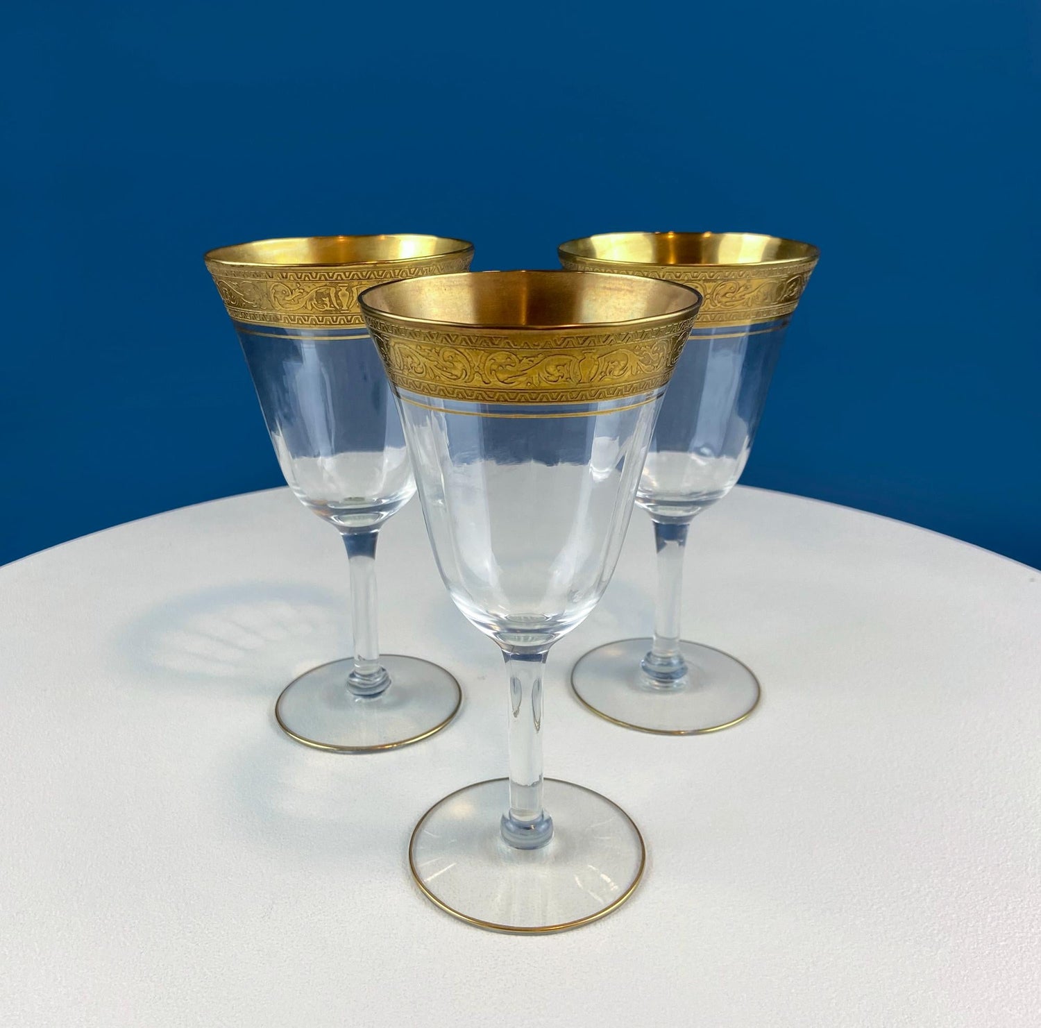 Antique Tiffin Franciscan Gold Rim Wine Goblets – Set of 6