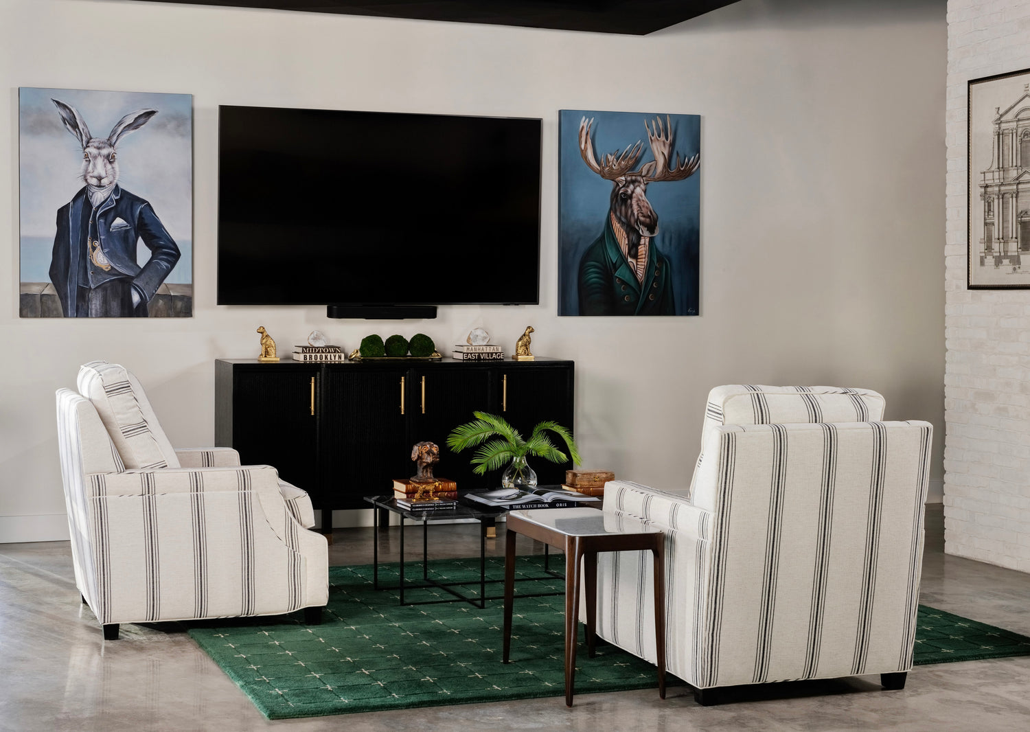 Hand Painted Rabbit in Suit on Canvas
