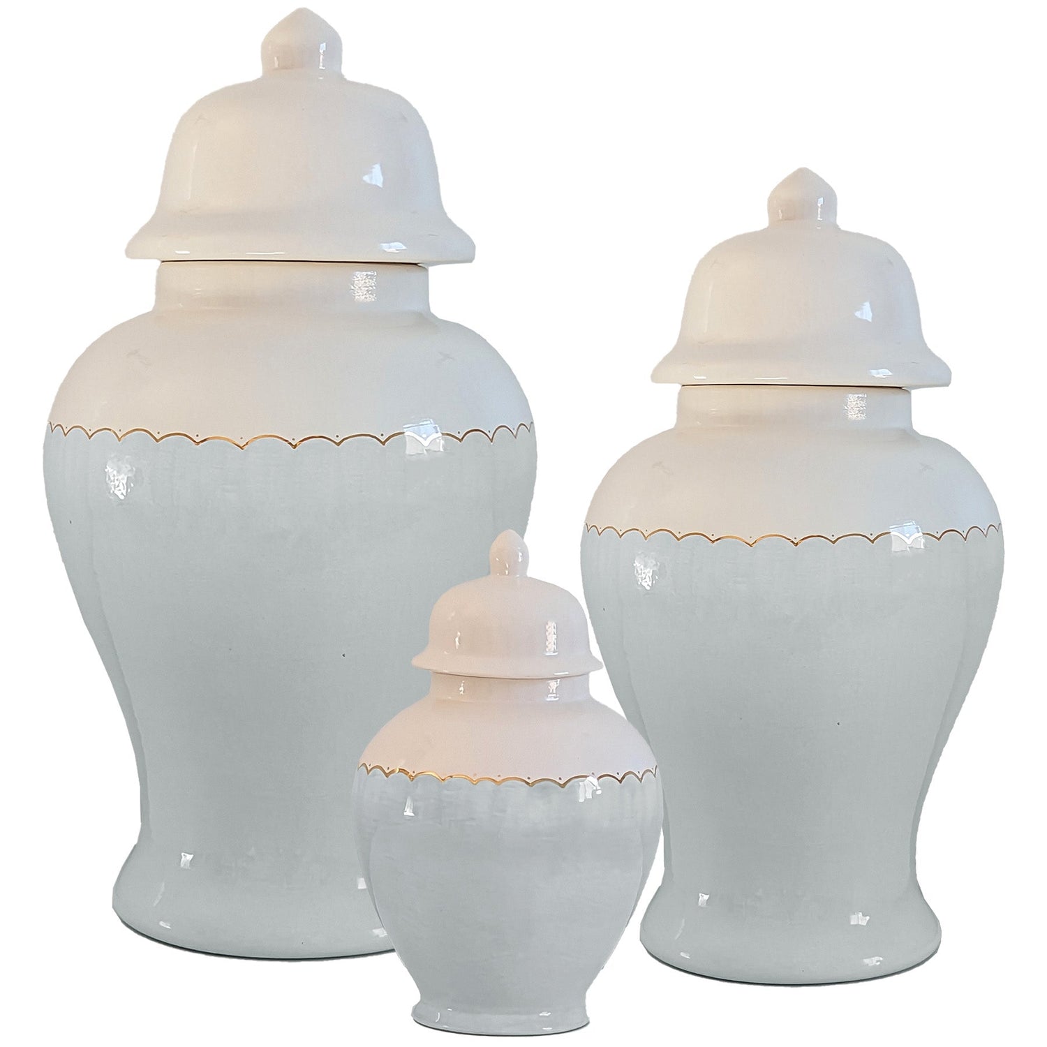 Scallop Color Block Ginger Jars in Hydrangea Light Blue (Various Sizes)