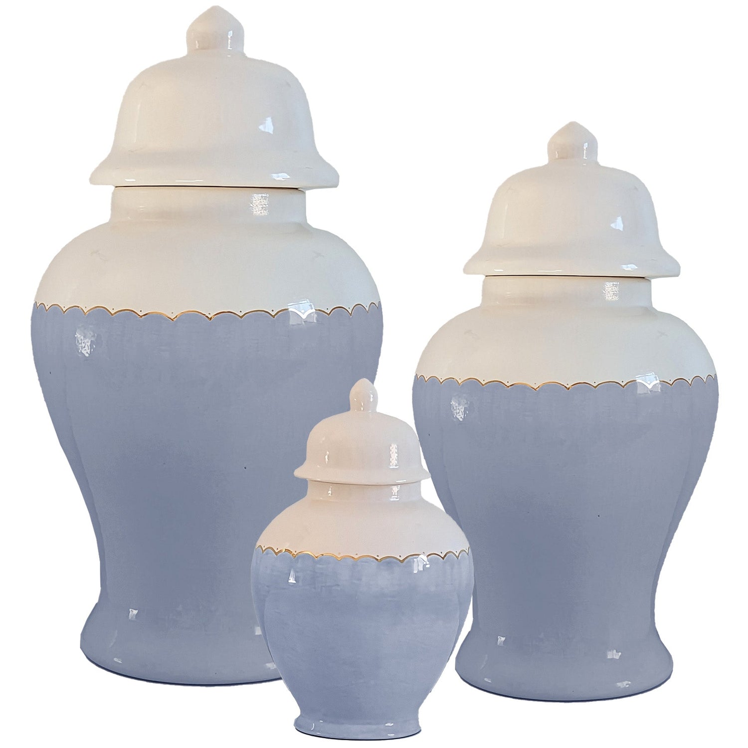 Scallop Color Block Ginger Jars in Serenity Blue (Various Sizes)