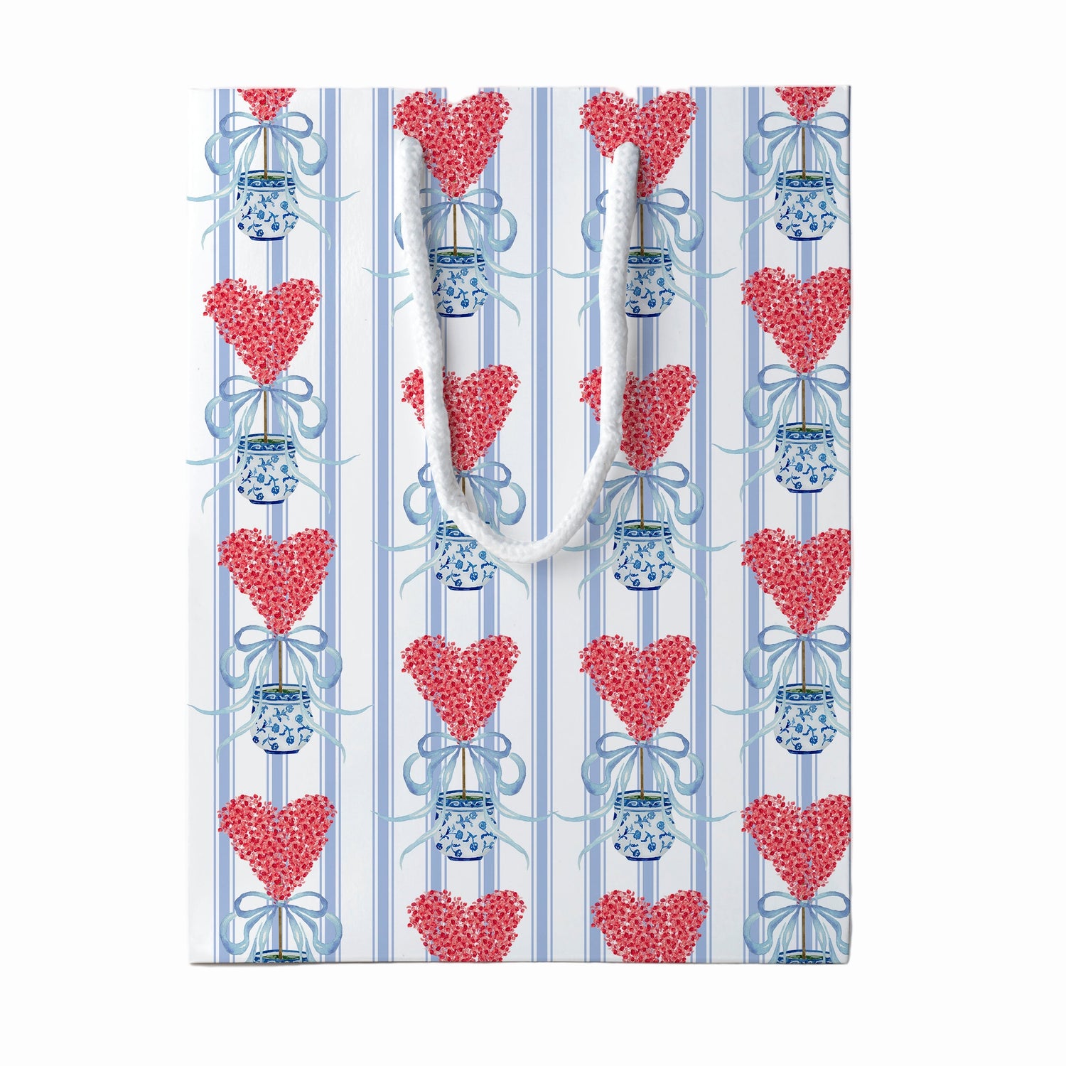 Blue Striped Heart Gift Bag