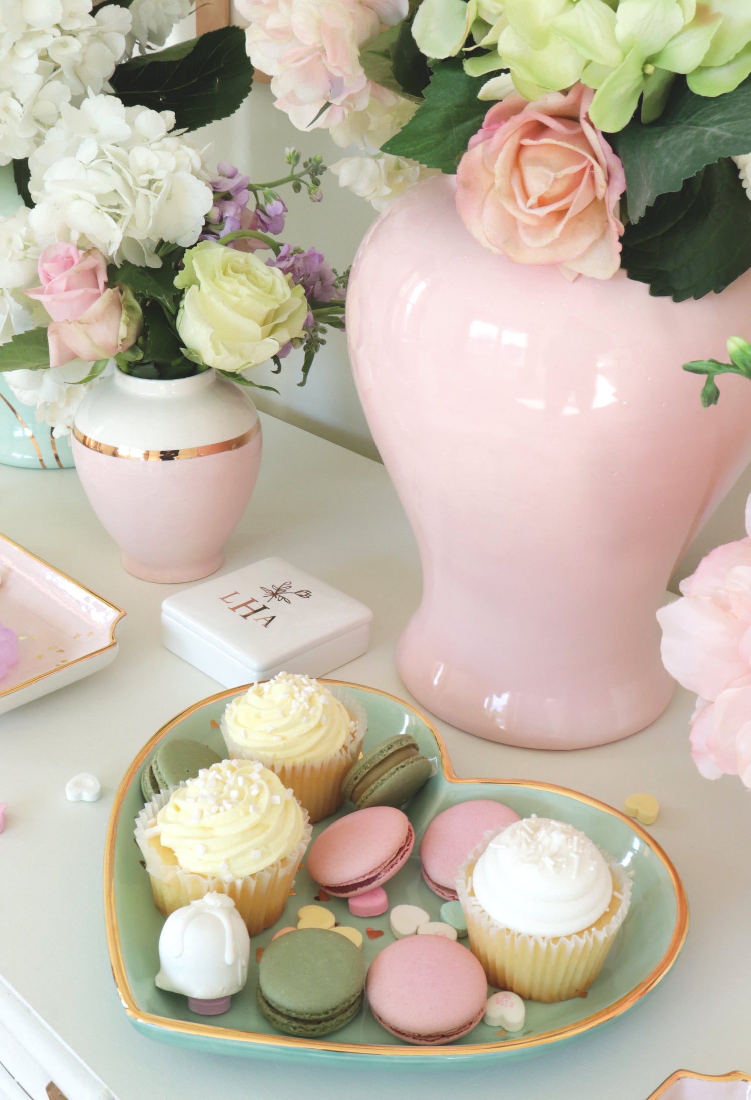 Cherry Blossom Pink Color Block Ginger Jar with Gold Accent (Various Sizes)