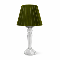 Round Crystal Rechargeable Lamp with Moss Green Velvet Shade