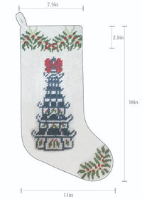 The Christmas Pagoda Needlepoint Stocking (2 Sizes)