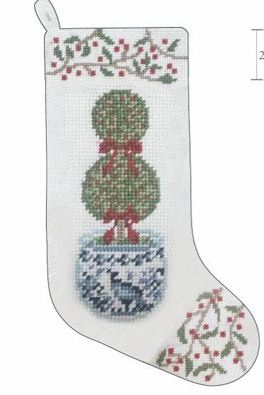 The Holiday Topiary  Needlepoint Stocking (2 Sizes)