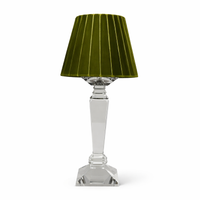 Square Crystal Rechargeable Lamp with Moss Green Velvet Shade
