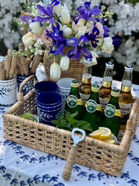 Navy With White Lily of the Valley Bud Vase