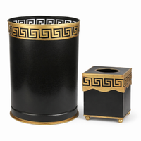 Black Greek Key Tissue Holder