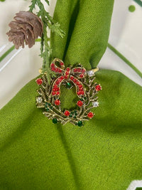 Red Bow Wreath Set of 4 Napkin Ring