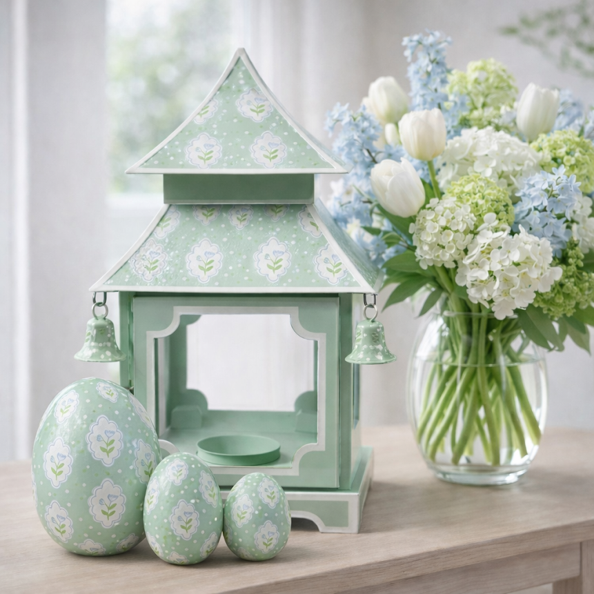 Sage Green Polka Dot & Tulip Egg (Various Sizes)
