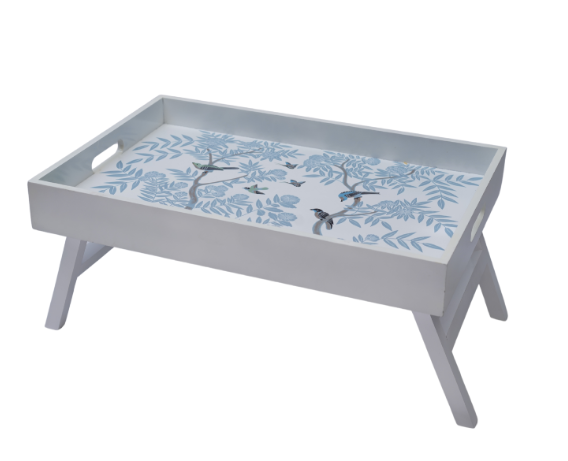 Ivory Chinoiserie Wood Breakfast Tray