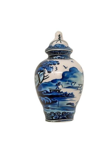 Blue & White Village Scene Ginger Jar Set of 4 Napkin Ring