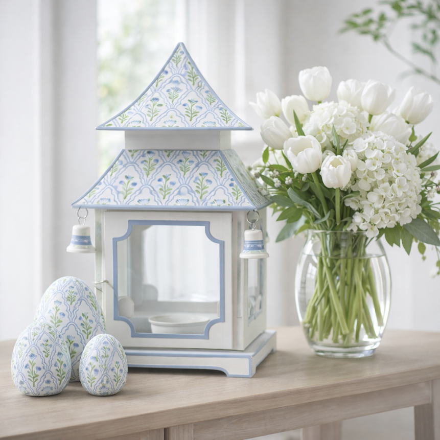 White & Lavender Tulip Trellis Egg (Various Sizes)