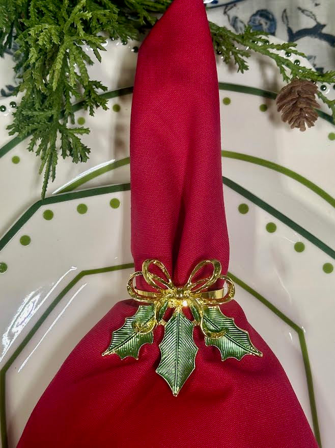 Holly Leaf Set of 4 Napkin Ring