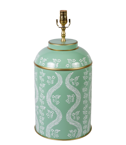 Ikat Green & White Tea Caddy Lamp