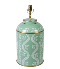 Ikat Green & White Tea Caddy Lamp