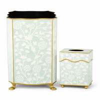 Pale Green Spring Floral Wastepaper Basket