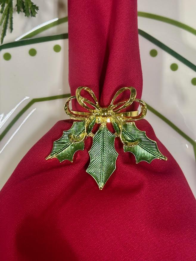 Holly Leaf Set of 4 Napkin Ring