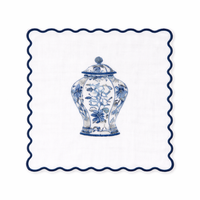 Set of 4 Ginger Jar Embroidered Cocktail Napkins
