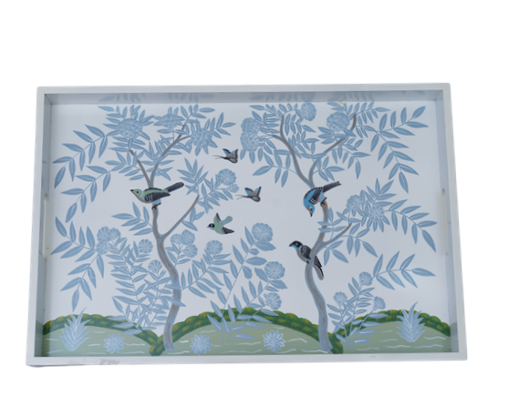 Ivory Chinoiserie Wood Breakfast Tray