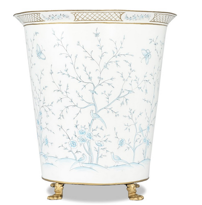 Ivory & Blue Chinoiserie Footed Floor Planter (Various Sizes)