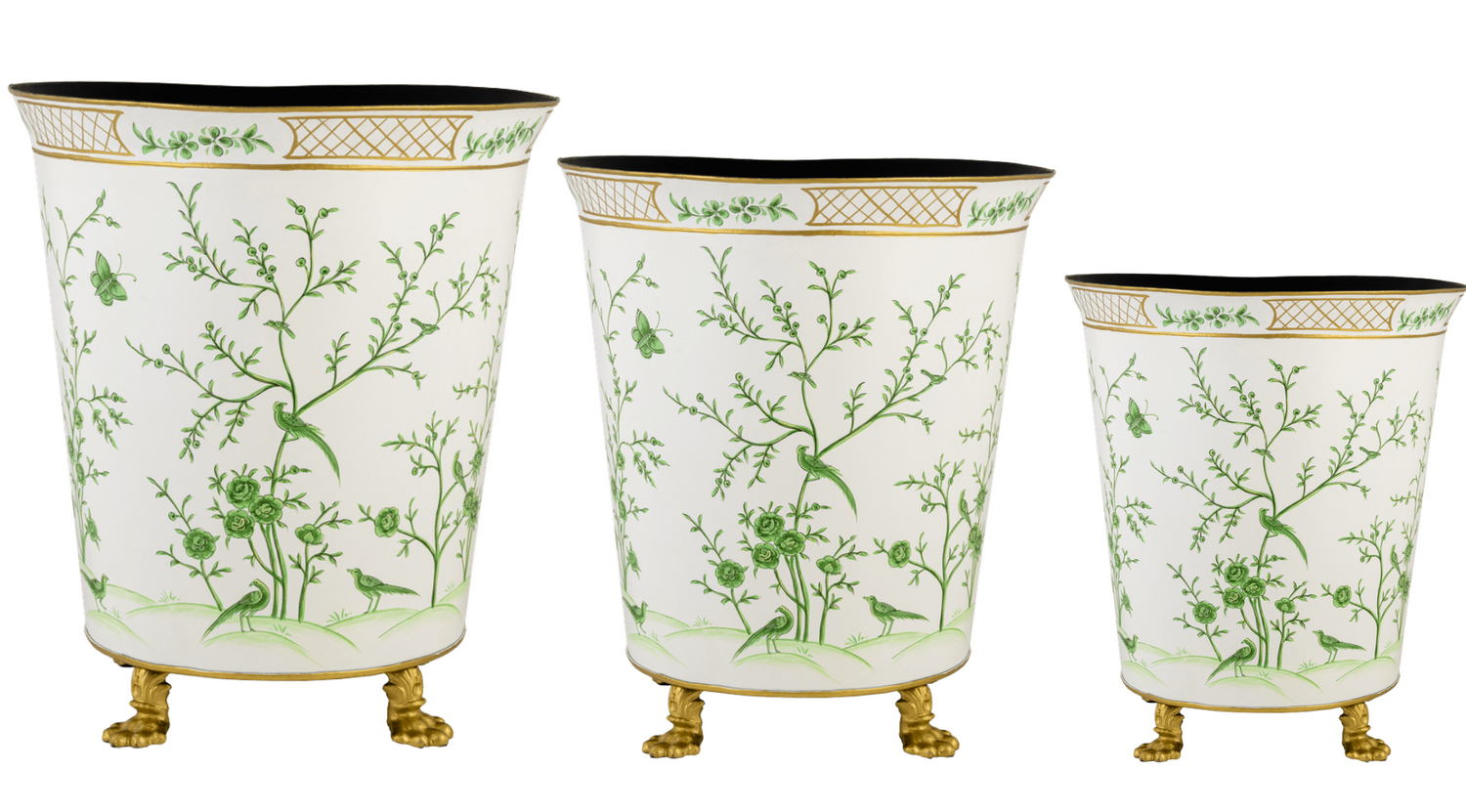 Ivory & Green Chinoiserie Footed Planter (Various Sizes)
