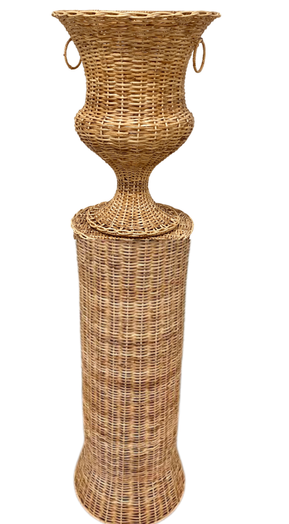 Round Wicker Urn and Pedestal (3 Options)