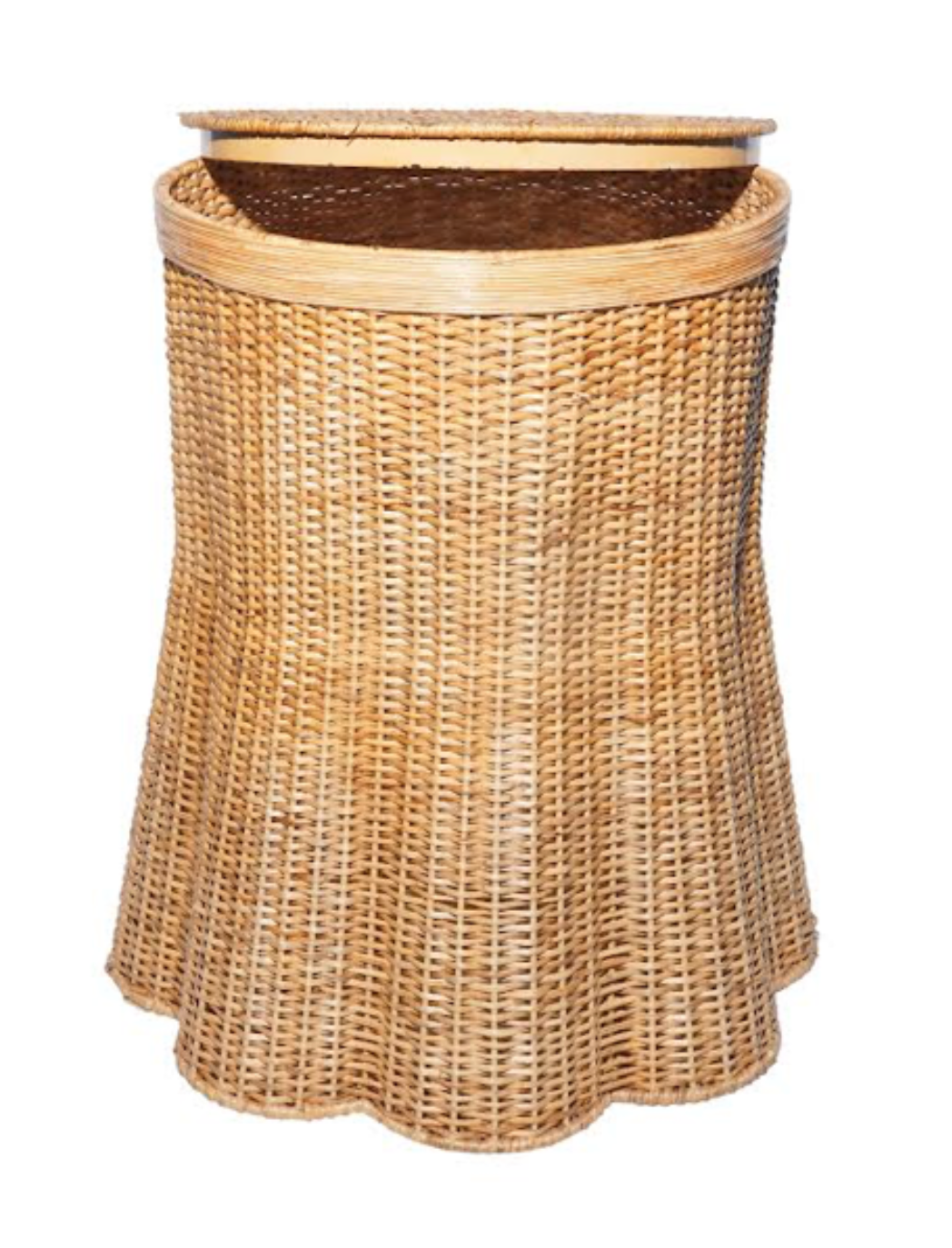 Round Lid with Scalloped Base Wicker Storage Pedestal